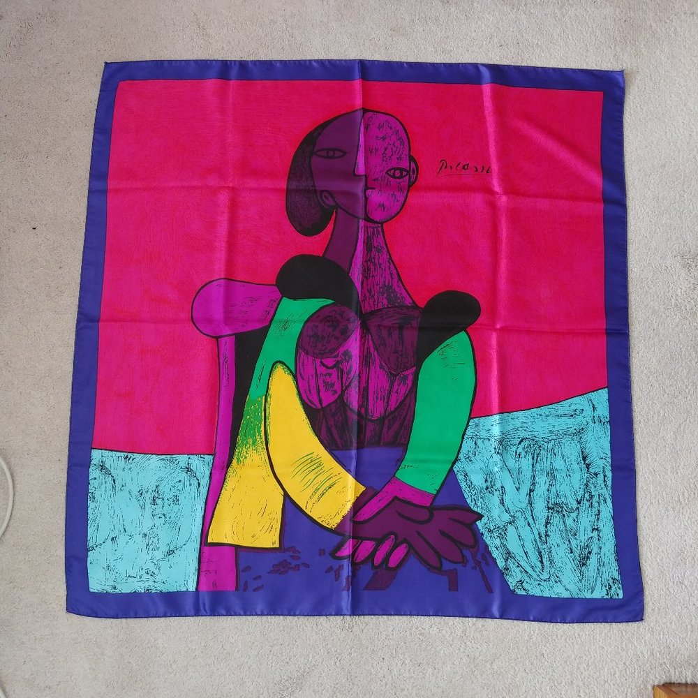 Large Picasso 100% Silk Scarf 34" square